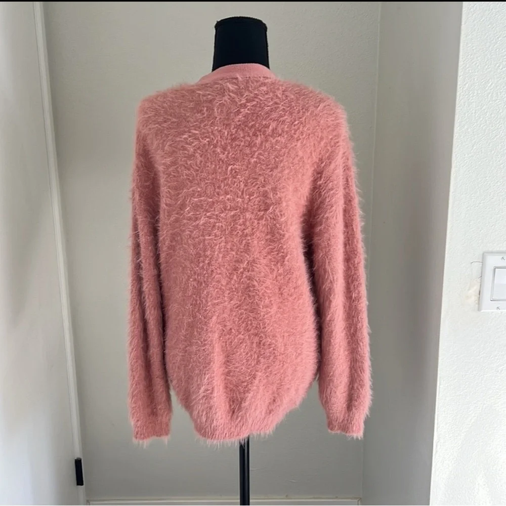Urban Outfitters Pink Eyelash Shaggy Cardigan Sweater - Picture 3 of 8